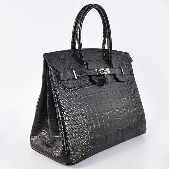 Hermes Birkin 35CM Tote Bags Crocodile Togo Leather Black Silver