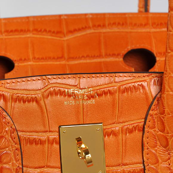 Hermes Birkin 35CM Tote Bags Crocodile Togo Leather Orange Golden