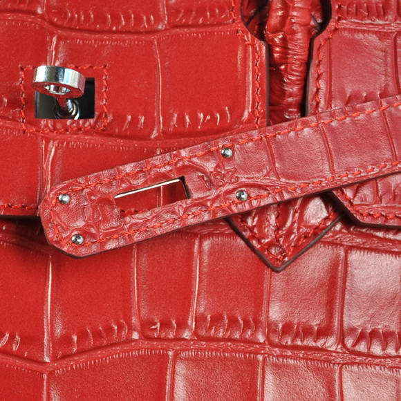 Hermes Birkin 35CM Tote Bags Crocodile Togo Leather Red Silver