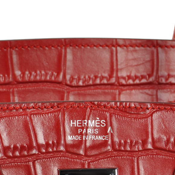 Hermes Birkin 35CM Tote Bags Crocodile Togo Leather Red Silver