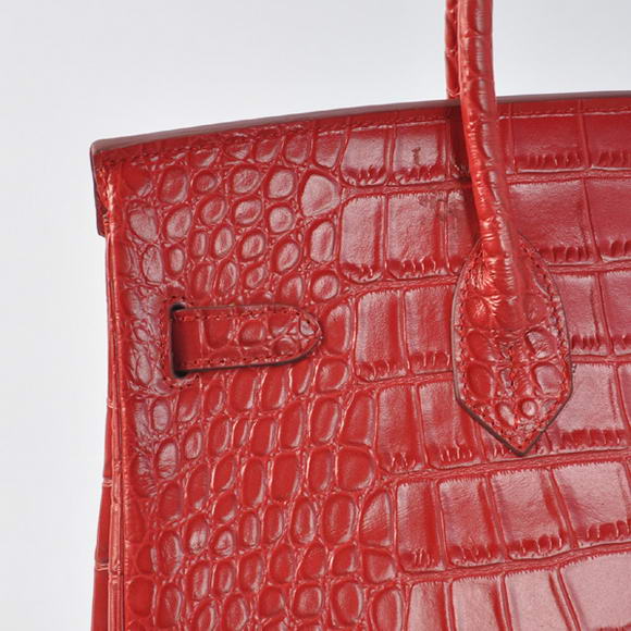 Hermes Birkin 35CM Tote Bags Crocodile Togo Leather Red Silver