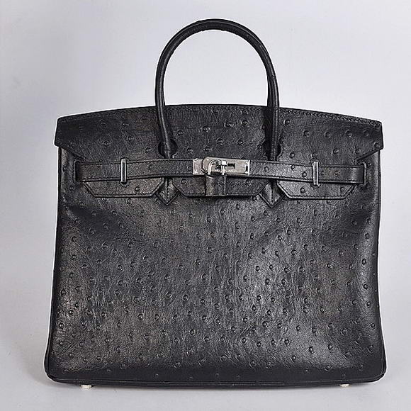 Hermes Birkin 35CM Tote Bags Ostrich Togo Leather Black Silver