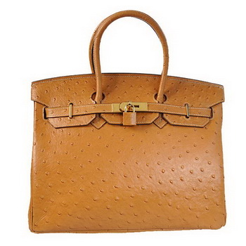 Hermes Birkin 35CM Tote Bags Ostrich Togo Leather Ocher Golden