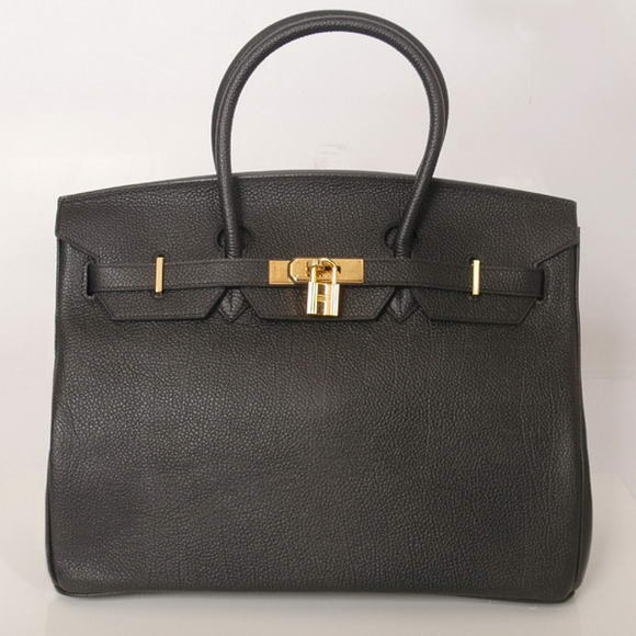 Hermes Birkin 35CM Tote Bags Smooth Togo Leather Black Golden