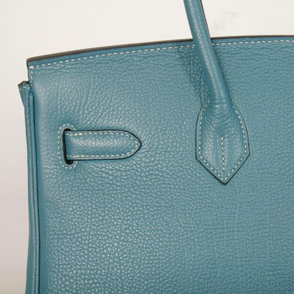 Hermes Birkin 35CM Tote Bags Smooth Togo Leather Blue Golden