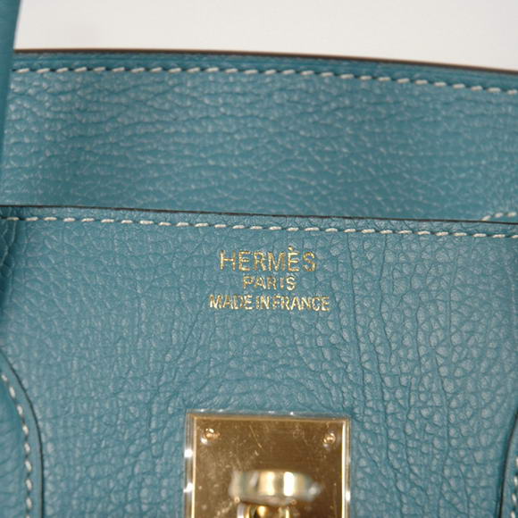 Hermes Birkin 35CM Tote Bags Smooth Togo Leather Blue Golden