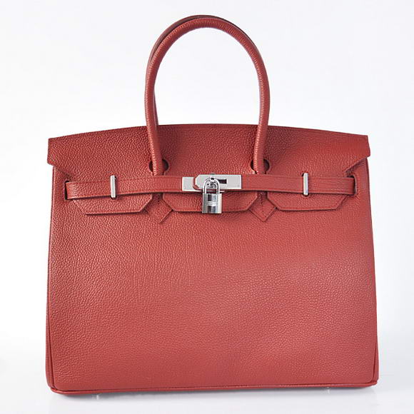 Hermes Birkin 35CM Tote Bags Smooth Togo Leather Bordeaux Silver