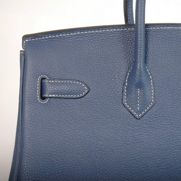 Hermes Birkin 35CM Tote Bags Smooth Togo Leather Dark Blue Golden