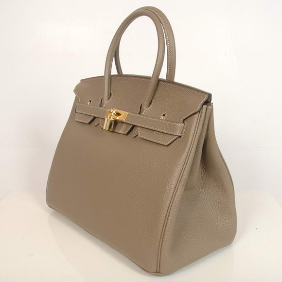 Hermes Birkin 35CM Tote Bags Smooth Togo Leather Dark Grey Golden