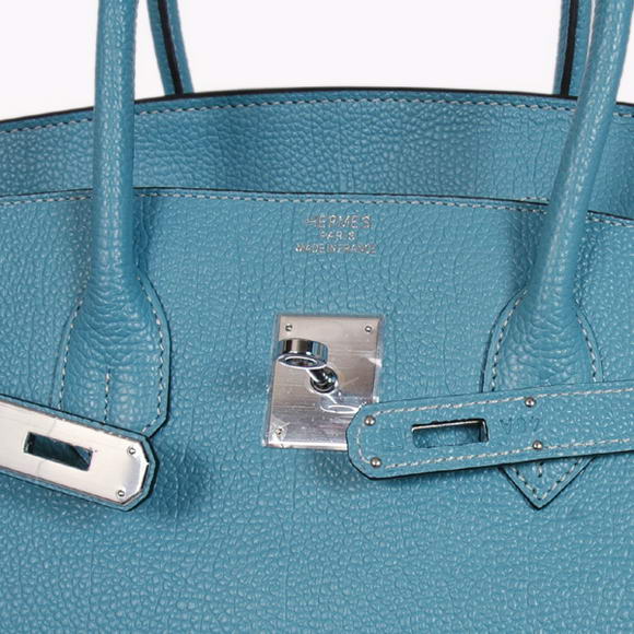 Hermes Birkin 35CM Tote Bags Smooth Togo Leather Light Blue Silver