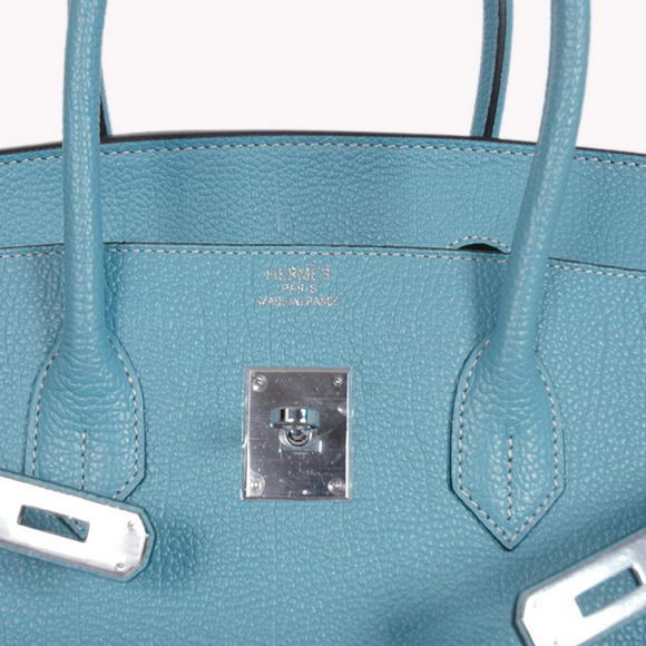 Hermes Birkin 35CM Tote Bags Smooth Togo Leather Light Blue Silver