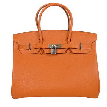 Hermes Birkin 35CM Tote Bags Smooth Togo Leather Orange Silver