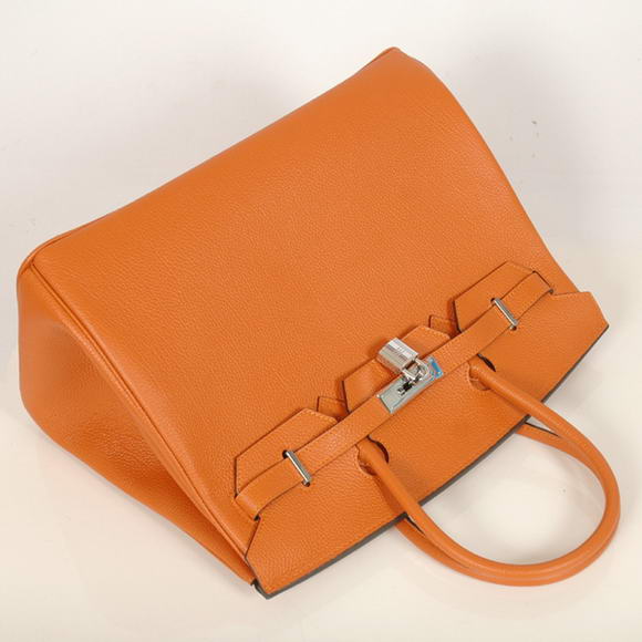 Hermes Birkin 35CM Tote Bags Smooth Togo Leather Orange Silver