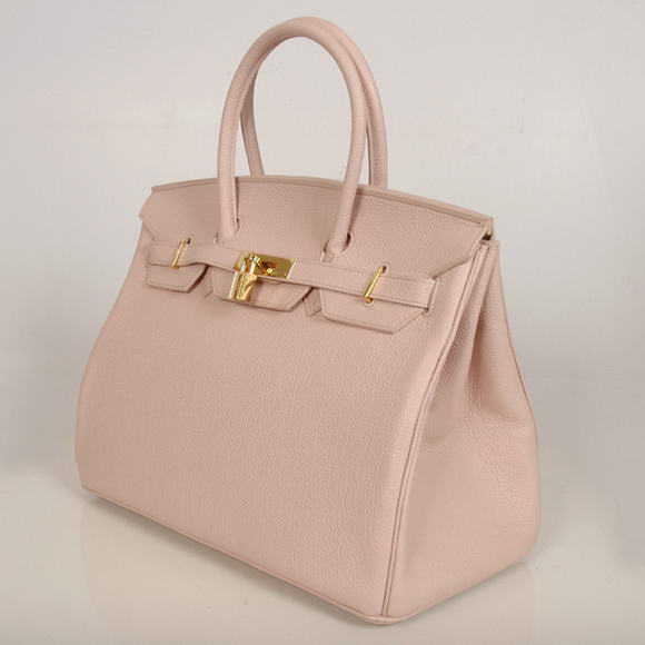 Hermes Birkin 35CM Tote Bags Smooth Togo Leather Pink Golden