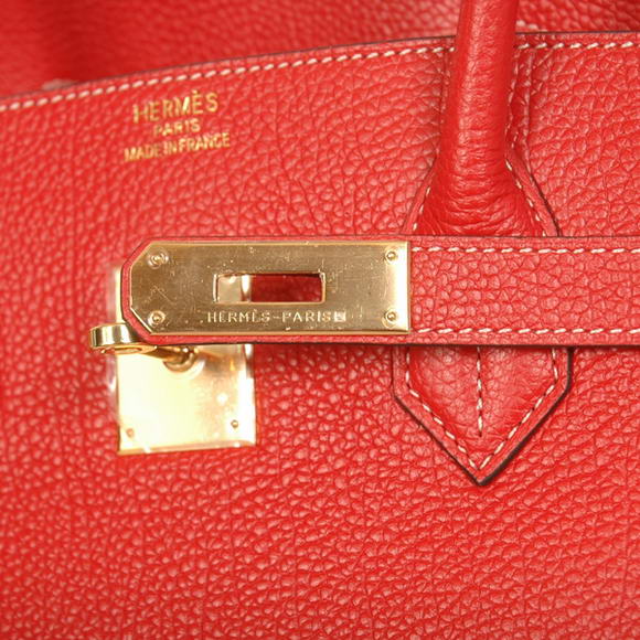 Hermes Birkin 35CM Tote Bags Smooth Togo Leather Red Golden