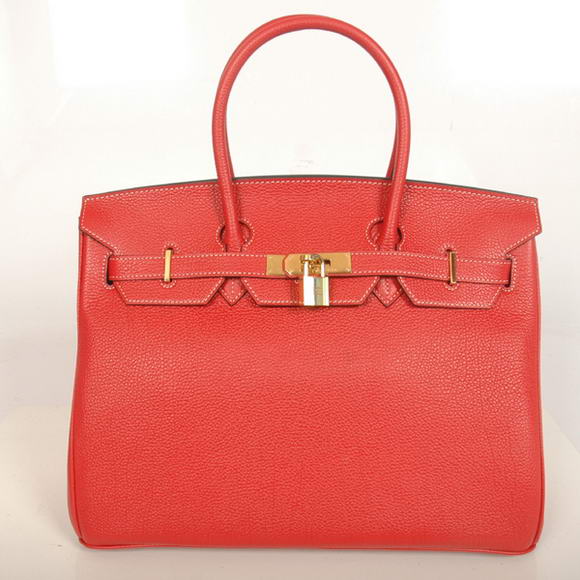 Hermes Birkin 35CM Tote Bags Smooth Togo Leather Red Golden