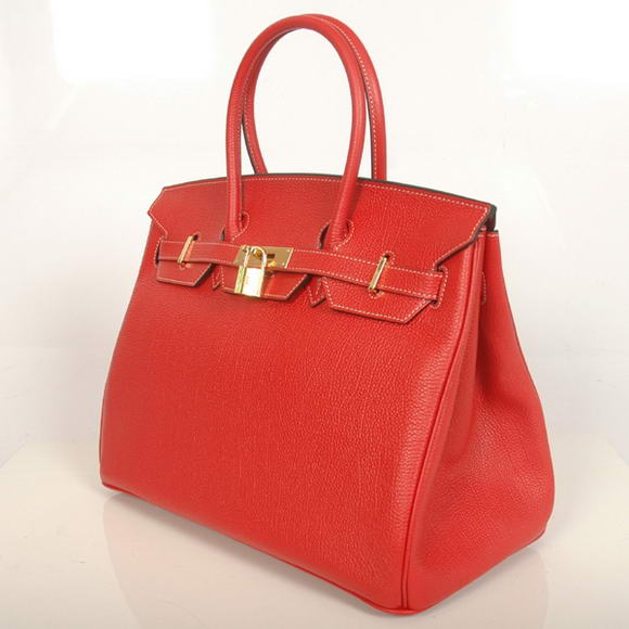 Hermes Birkin 35CM Tote Bags Smooth Togo Leather Red Golden