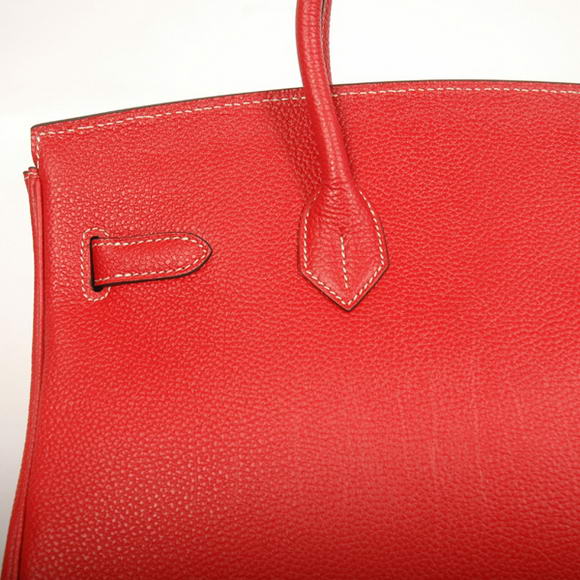 Hermes Birkin 35CM Tote Bags Smooth Togo Leather Red Silver