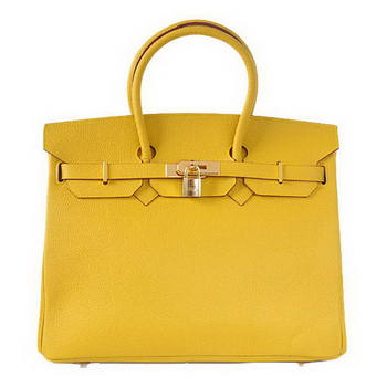 Hermes Birkin 35CM Tote Bags Smooth Togo Leather Yellow Golden