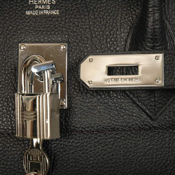 Hermes Birkin 42cm JPG Birkin Togo Leather Black Bag Silver Hardware