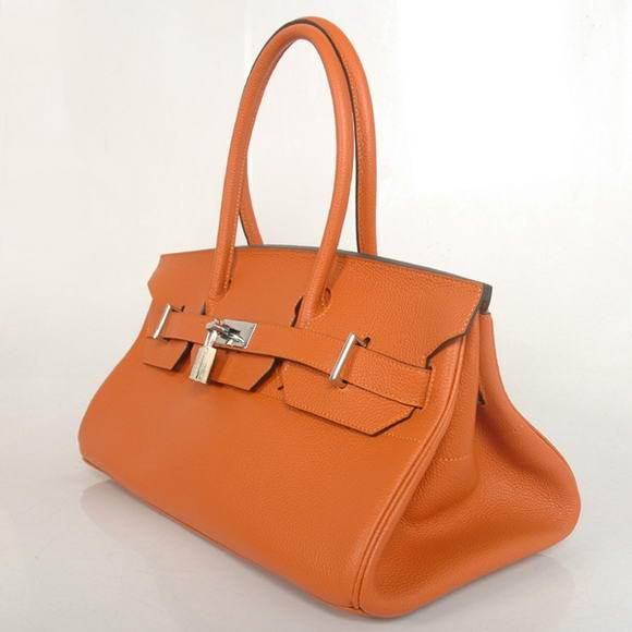 Hermes Birkin 42cm JPG Birkin Togo Leather Orange Bag Silver Hardware