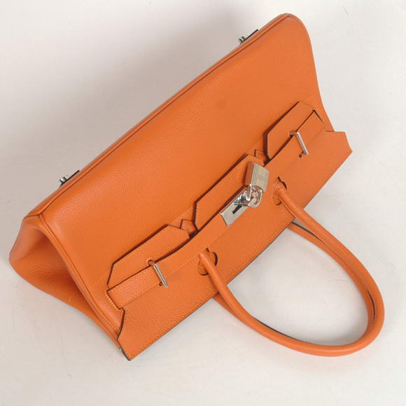 Hermes Birkin 42cm JPG Birkin Togo Leather Orange Bag Silver Hardware