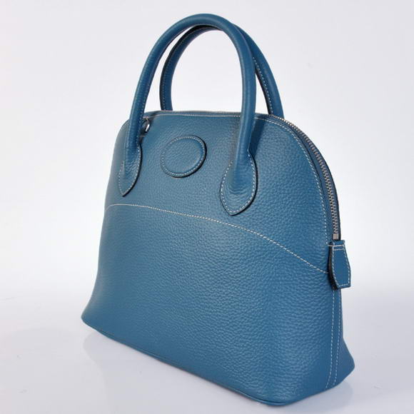 Hermes Bolide 31CM Tote Bags Clemence H1031 Blue