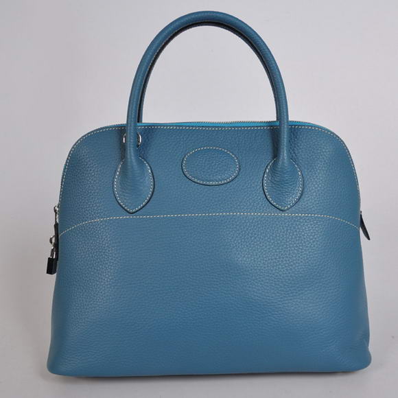 Hermes Bolide 37CM Tote Bags Clemence H1037 Blue