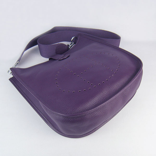 Hermes Cowhide Evelyne Messenger Bag 6309 Purple