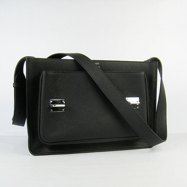 Hermes Jypsiere Togo Leather Messenger Bag H2810 Black