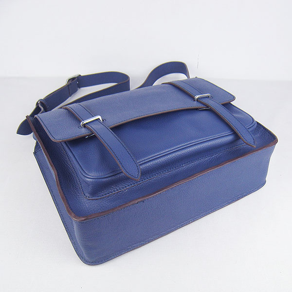 Hermes Jypsiere Togo Leather Messenger Bag Dark Blue