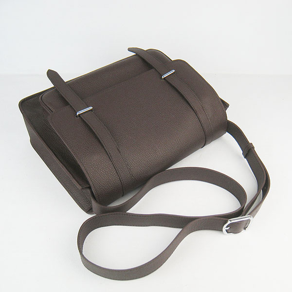 Hermes Jypsiere Togo Leather Messenger Bag Dark Coffee