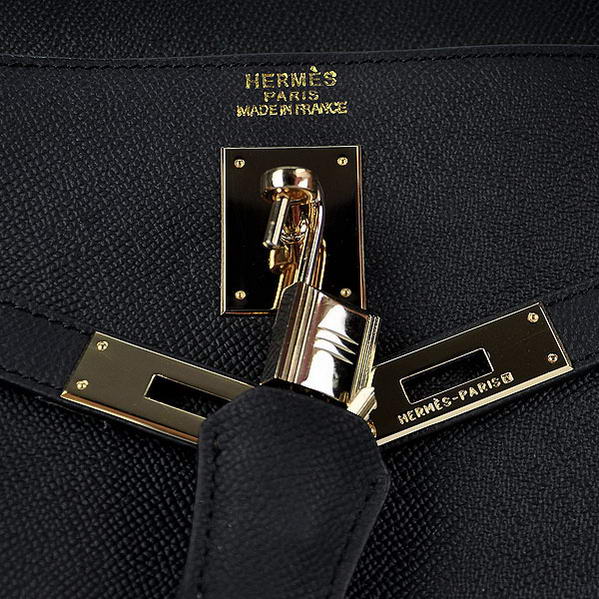 Newest 2012 Hermes Kelly 32cm Bags Black Calf Leather Gold