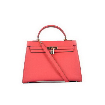 Fashion Hermes Kelly 32cm Bags Light Red Calf Leather Gold