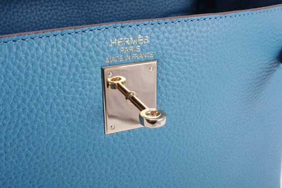 Hermes Kelly 32cm Togo Leather Handbags 6018 Blue Golden