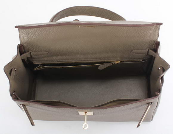 Hermes Kelly 32cm Togo Leather Handbags 6018 Dark Grey Golden