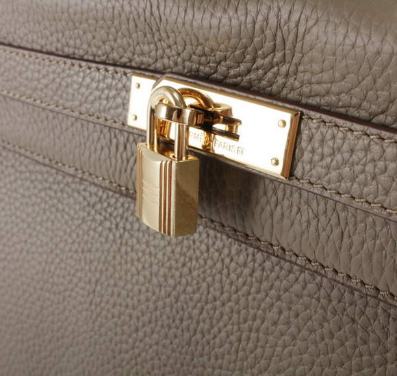 Hermes Kelly 32cm Togo Leather Handbags 6018 Dark Grey Golden