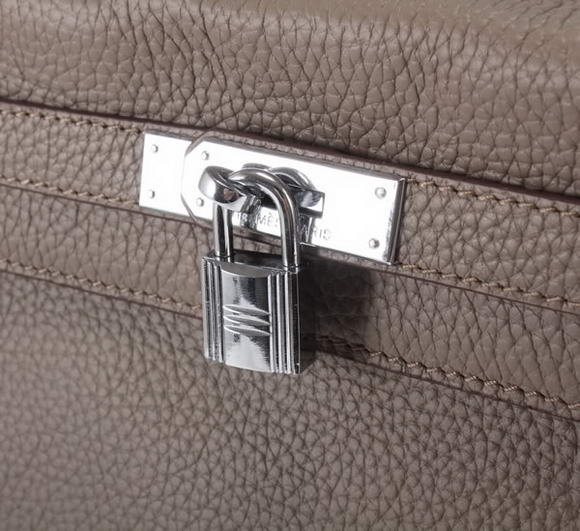 Hermes Kelly 32cm Togo Leather Handbags 6018 Dark Grey Silver