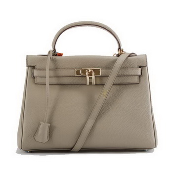 Hermes Kelly 32cm Togo Leather Handbags 6018 Light Grey Golden