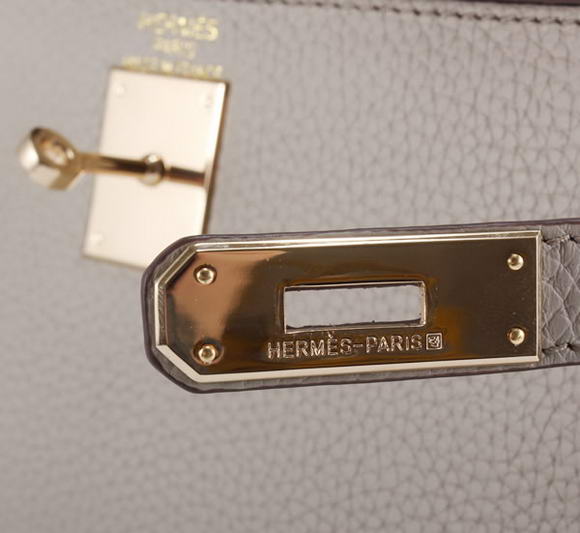 Hermes Kelly 32cm Togo Leather Handbags 6018 Light Grey Golden