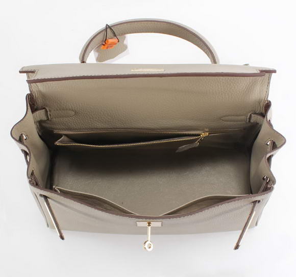 Hermes Kelly 32cm Togo Leather Handbags 6018 Light Grey Golden