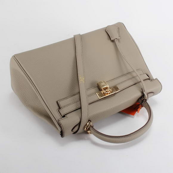 Hermes Kelly 32cm Togo Leather Handbags 6018 Light Grey Golden