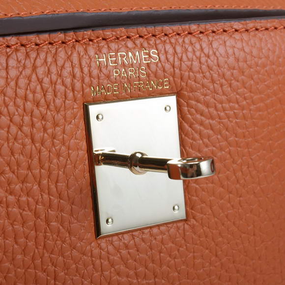 Hermes Kelly 32cm Togo Leather Handbags 6018 Orange Golden