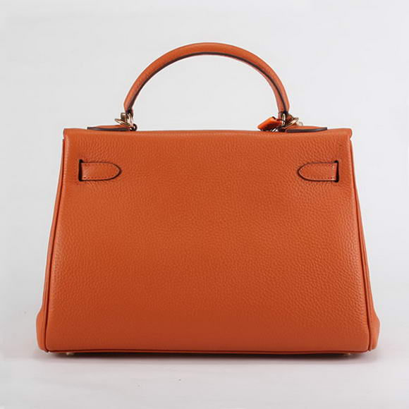 Hermes Kelly 32cm Togo Leather Handbags 6018 Orange Golden