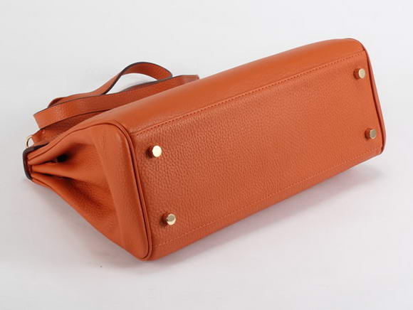 Hermes Kelly 32cm Togo Leather Handbags 6018 Orange Golden