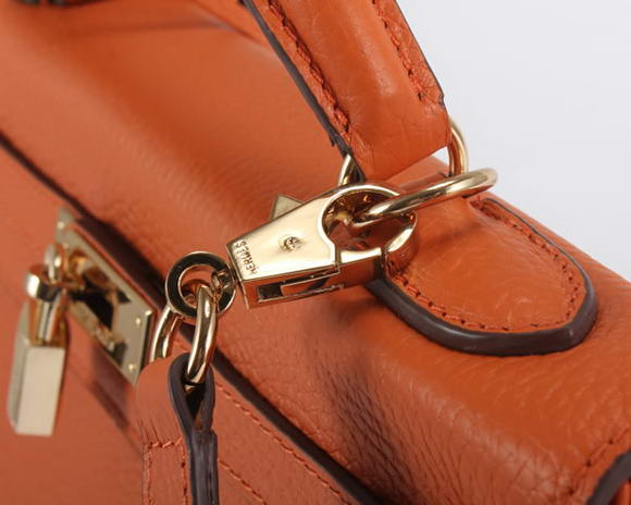 Hermes Kelly 32cm Togo Leather Handbags 6018 Orange Golden