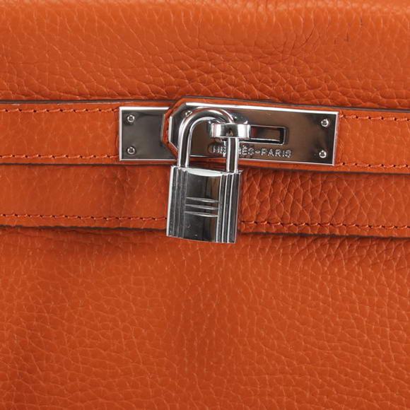 Hermes Kelly 32cm Togo Leather Handbags 6018 Orange Silver