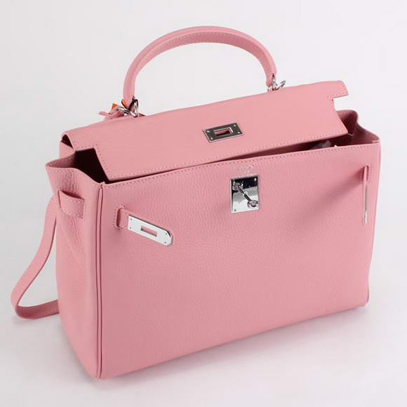 Hermes Kelly 32cm Togo Leather Handbags 6018 Pink Silver