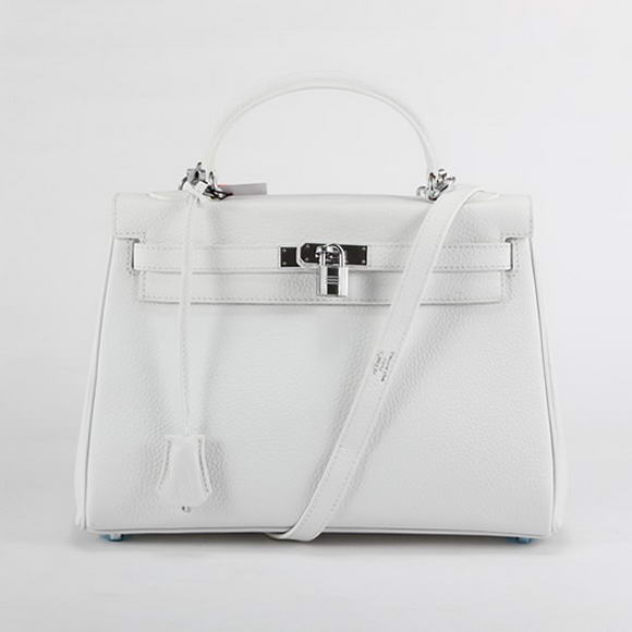 Hermes Kelly 32cm Togo Leather Handbags 6018 White Silver