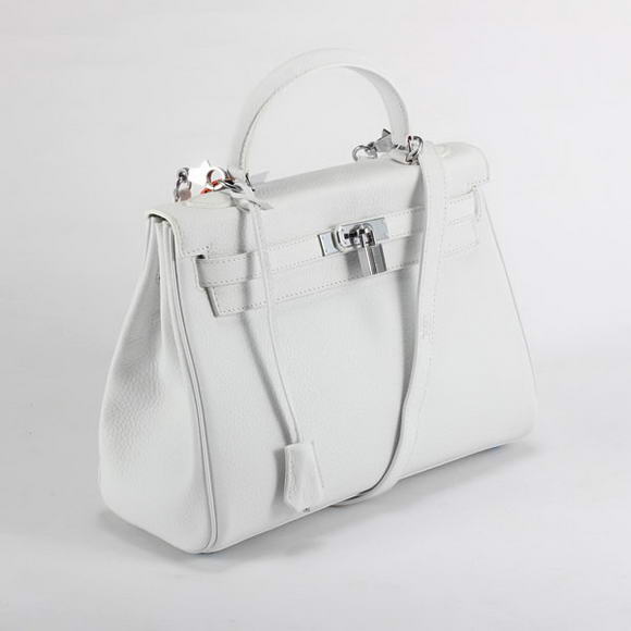 Hermes Kelly 32cm Togo Leather Handbags 6018 White Silver